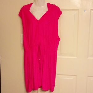 Pink Terrycloth Hoodie Zip Dress